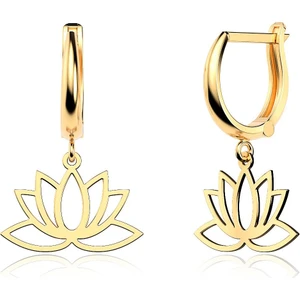 Sade Lotus Çiçeği Altın Kaplama Gümüş Küpe