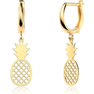 Sade Ananas Altın Kaplama Gümüş Küpe
