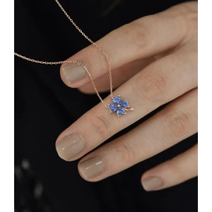 Papatya Silver 925 Ayar Gümüş Tanzanit Yonca Kolye