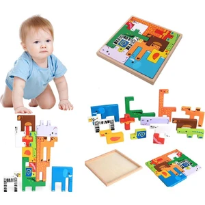 Woodylife Ahşap Yapboz Puzzle Çocuk Oyuncak Denge Tetrisi Oyunu Çocuk Oyuncak