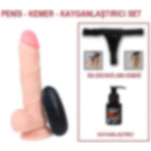 Lilitu Shop 21 Cm Belden Bağlamalı Titreşimli Dildo Penis Set