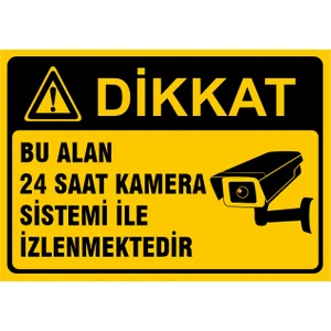 5 Adet Bu Alan 7/24 Kamera Sistemi Ile Izlenmektedir Levhası 25 x 35cm