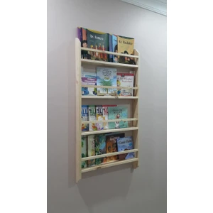 4 Raflı Doğal Ahşap Montessori Kitaplık