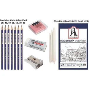 Goldfaber Karakalem Çizim Seti + Monalisa Eskiz Defter
