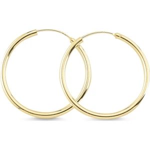 Gümüş Takı Dünyası Altın Kaplama 20MM Sade Halka Gümüş Küpe