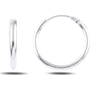Gümüş Takı Dünyası Rodyum Kaplama 14MM Sade Halka Gümüş Küpe
