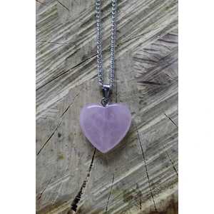 Pembe Kuvars Doğal Taş Kalpli Kolye TKY0104