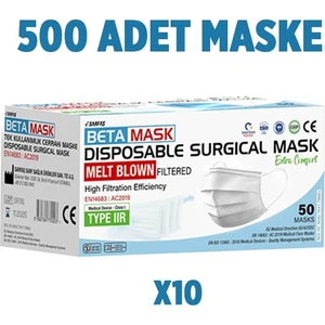 Sarfaş Beta Mask Üts Kayıtlı Meltblown Katmanlı 3 Katlı Cerrahi Maske Beyaz