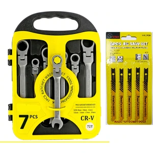 Makro Yapı 7 Li Mafsallı Cırcır Anahtar Takımı 7 Parça Anahtar Seti ve Soma 5 Li Deopaj Ucu