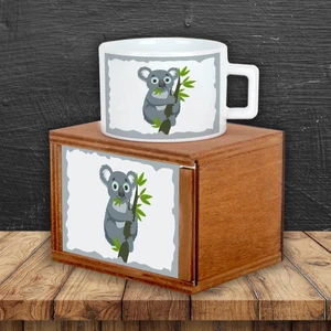 Sevgiliye Koala Ahşap Doğal Kutulu Kupa