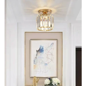 Modern Luxury Plafonyer Kristal Taşlı Avize Gold Sarı BURENZE706