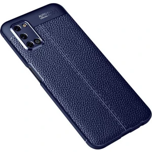 Case 4U Oppo A52 Kılıf Rugan Armor Deri Görünümlü Yüksek Kalite Silikon Niss Lacivert