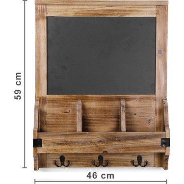 Neone Rustik Ahsap Duvar Rafi Anahtarlik Organizer Kutu Kara Fiyati