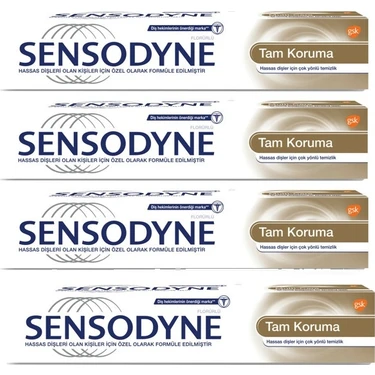 Sensodyne Tam Koruma Diş Macunu Güçlendirici Etki 75 ml x 4 Adet Hassas Dişler