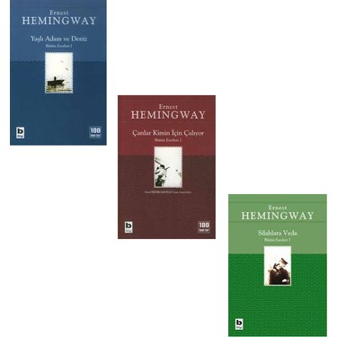 ernest hemingway 3 kitap set yasli adam ve deniz canlar kitabi