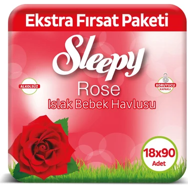 Sleepy Gül Kokulu Islak Havlu 18 x 90'lı