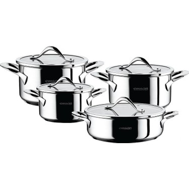 Emsan Yakamoz Induksiyon Tabanli 8 Parca Paslanmaz Celik Fiyati