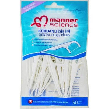 Manner Science Kürdanlı Diş İpi 50'li Sağlam İp ile Diş Arası Temizliği
