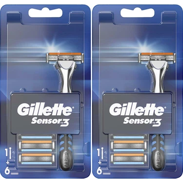 Gillette Sensor3 Tıraş Makinesi + Yedek Tıraş Bıçağı 6'lı x 2