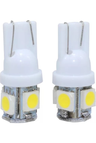 Gürler 5 Adet T10 LED 12V Beyaz Park LED Plaka LED Tavan LED Ampül 5 Ledli