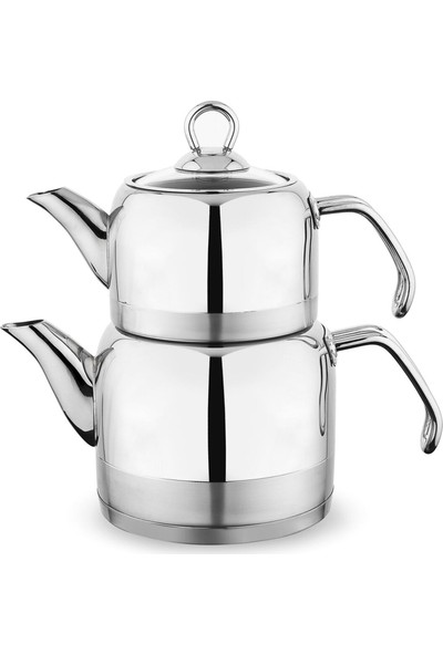 Schafer ADA Metal Çaydanlık Takımı Orta Boy 4 Parça Inox