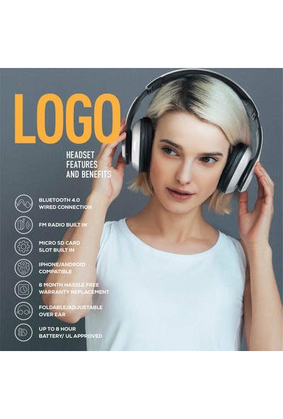 iJoy Logo Premium Katlanabilir Kablosuz Kulaklık (Yurt Dışından)