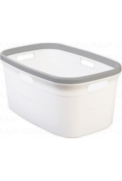 Motek 80 Litre Kirli Çamaşır Sepeti Çamaşır Selesi 2'li Set Beyaz
