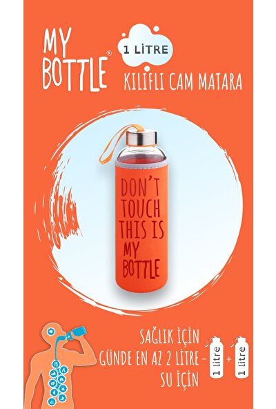 My Bottle Borosilikat Cam Matara 1000 ml Su Şişesi 1lt