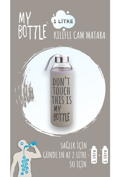 My Bottle Borosilikat Cam Matara 1000 ml Su Şişesi 1lt