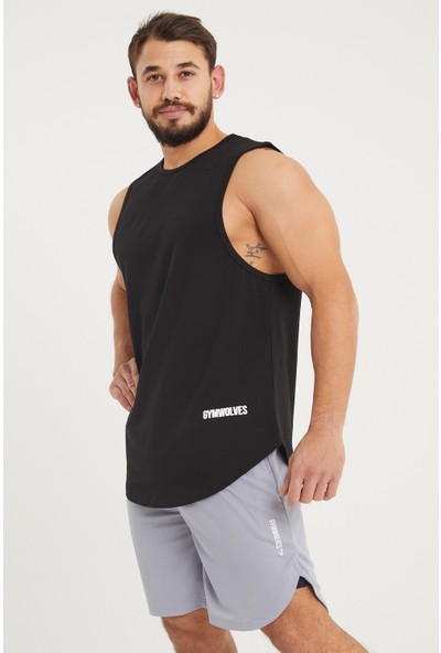 Gymwolves Erkek Kolsuz T-Shirt | Siyah | Erkek Spor T-Shirt | Workout Tanktop |