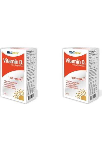 Wellcare Vitamin D3 600 Iu 5 ml x 2'li
