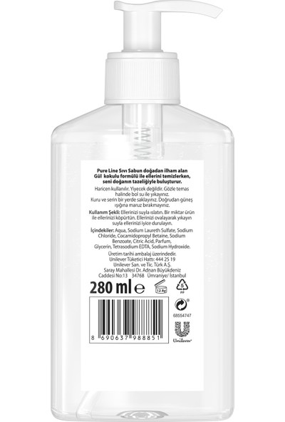 Pure Line Doğal Özler Sıvı Sabun Gül 280 ml