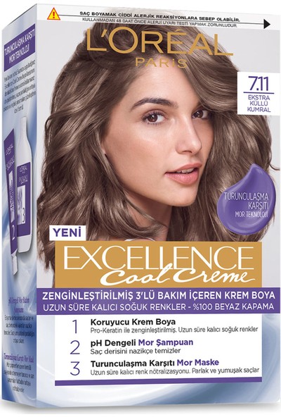 L’oréal Paris Excellence Cool Creme Saç Boyası – 7.11 Ekstra Küllü Kumral