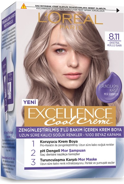 L’Oréal Paris Excellence Cool Creme Saç Boyası – 8.11 Ekstra Küllü Sarı