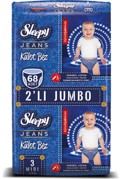 Sleepy Jeans Külot Bez Midi 3 No 34'lü x 2'li