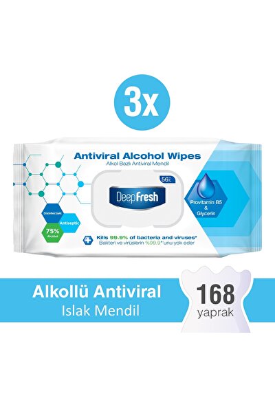 Deep Fresh Alkollü Antiviral ve Antibakteriyel Islak Mendil 3 x 56 Yaprak