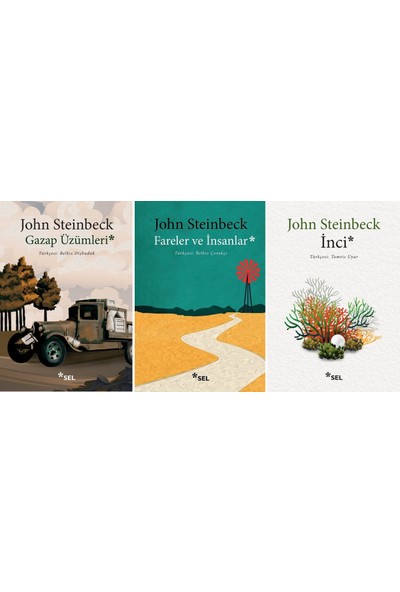 John Steinbeck 3 Kitap Set (Gazap Üzümleri, Inci, Fareler ve Insanlar)
