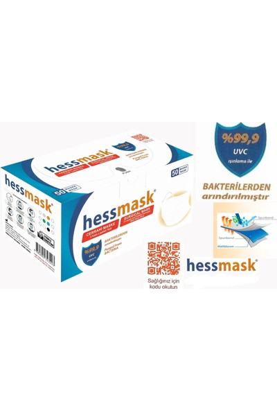 Hessmask Meltblown Filtreli 3 Katlı Telli Cerrahi Maske 50 Adet