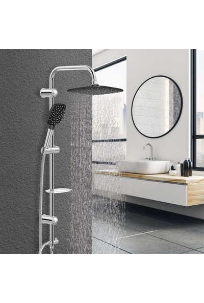 Baymera Aqua Chrome Black Tepe Duş Seti VLTM-5250