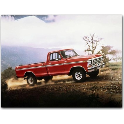 Cakatablo Ahşap Tablo Arazide Kırmızı Chevrolet Kamyonet