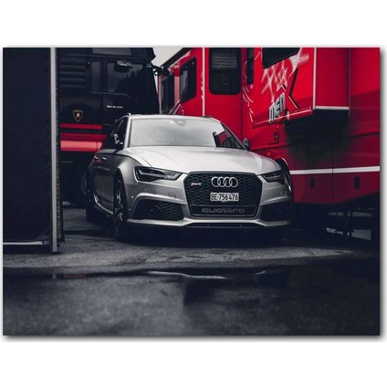 Cakatablo Ahşap Tablo Tırlar Arasında Gri Audi