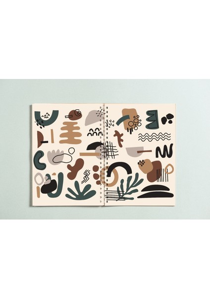Karışık Tasarımlı Spiral A5 96 Yaprak Çizgisiz Defter PYTKDT0164