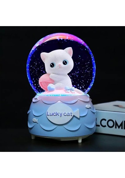Sevimli Kedi Işıklı Müzikli Kar Motorlu Kar Küresi Büyük Boy modelleri