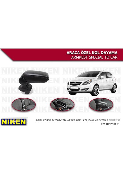 Opel Corsa D Araca Özel Kol Dayama Kolçak 2007-2014