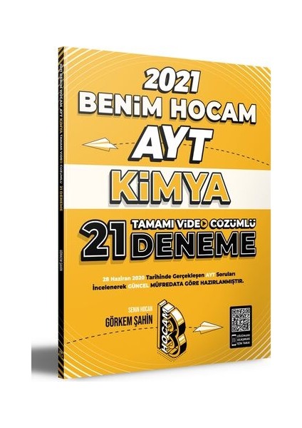 Benim Hocam Yayınları 2021 AYT Kimya Tamamı Video Çözümlü 21 Deneme Sınavı