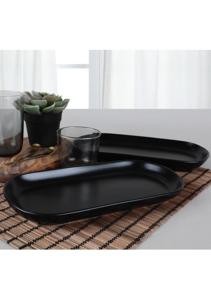 Kayık Noyan Mat Siyah Tabak 30 cm