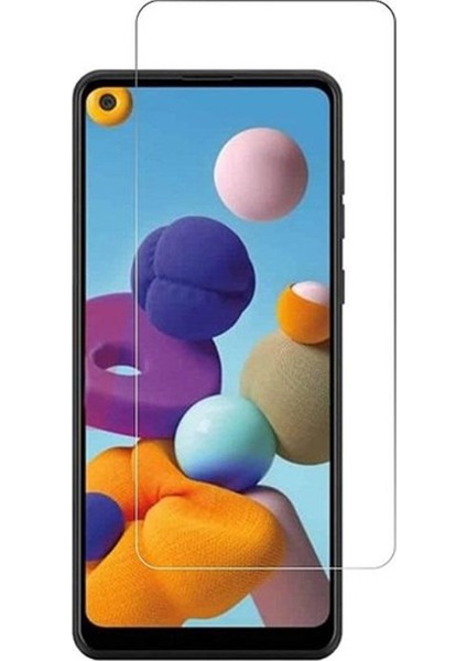 Samsung Galaxy A21 Ekran Koruyucu Kısa Temperli Sert Cam 9H Kırılmaz Cam Koruma Maxi