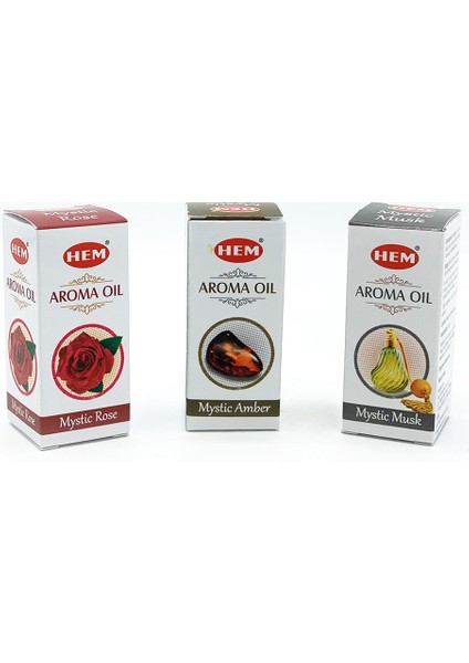 3'lü Gül Misk Amber Aromalı Buhurdanlık Yağı 10 ml