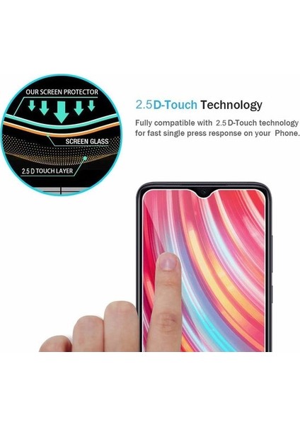 Xiaomi Redmi Note 8t Ekran Koruyucu Kısa Temperli Sert Cam 9H Kırılmaz Cam Koruma Maxi