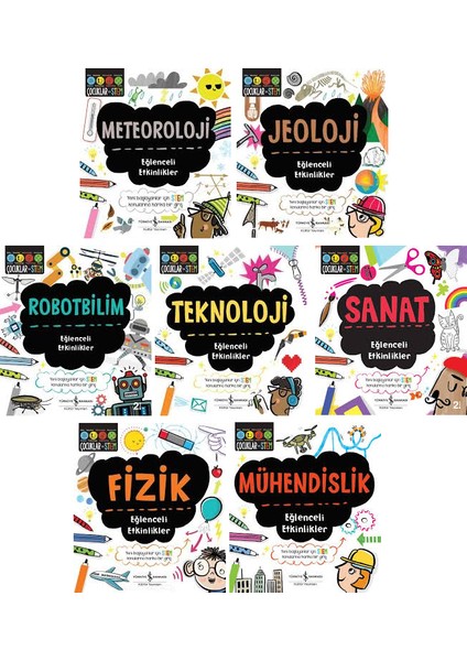 Eğlenceli Etkinlikler 7 Kitap Set Stem (Meteoroloji-Jeoloji-Robotbilim-Teknoloji-Sanat-Fizik-Mühendislik)
